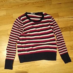 Berry, cream, and dark blue striped M Gap sweater